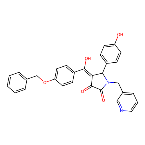 (4E)-5-(4-hydroxyphenyl)-4-[hydroxy-(4-phenylmethoxyphenyl)methylidene]-1-(pyridin-3-ylmethyl)pyrrolidine-2,3-dione structure