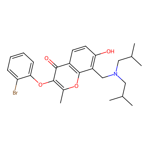 3-(2-bromophenoxy)-8-[(diisobutylamino)methyl]-7-hydroxy-2-methyl-4H-chromen-4-one structure