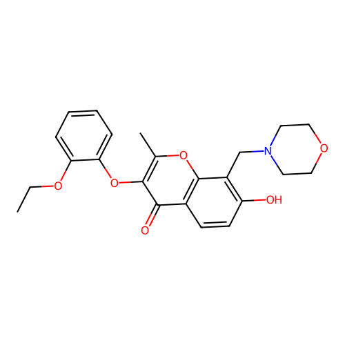 3-(2-Ethoxyphenoxy)-7-hydroxy-2-methyl-8-(morpholin-4-ylmethyl)chromen-4-one structure