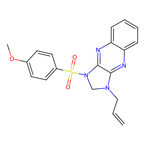 1-allyl-3-((4-methoxyphenyl)sulfonyl)-2,3-dihydro-1H-imidazo[4,5-b]quinoxaline structure