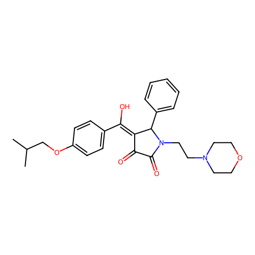 3-hydroxy-4-[4-(2-methylpropoxy)benzoyl]-1-[2-(morpholin-4-yl)ethyl]-5-phenyl-2,5-dihydro-1H-pyrrol-2-one structure