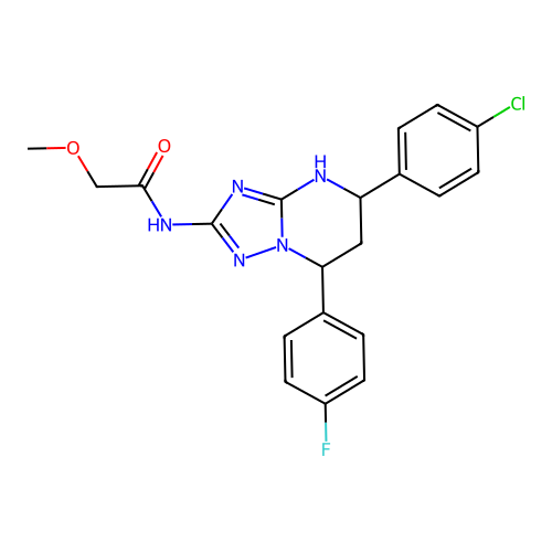 N-(5-(4-chlorophenyl)-7-(4-fluorophenyl)-4,5,6,7-tetrahydro-[1,2,4]triazolo[1,5-a]pyrimidin-2-yl)-2-methoxyacetamide structure