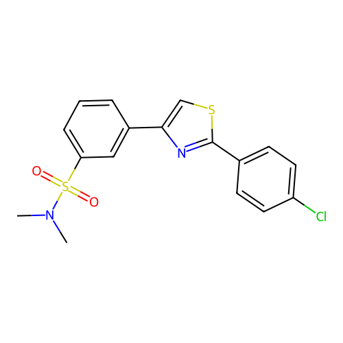 3-[2-(4-chlorophenyl)-1,3-thiazol-4-yl]-N,N-dimethylbenzenesulfonamide structure