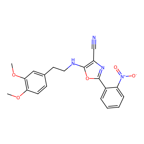 5-((3,4-dimethoxyphenethyl)amino)-2-(2-nitrophenyl)oxazole-4-carbonitrile structure