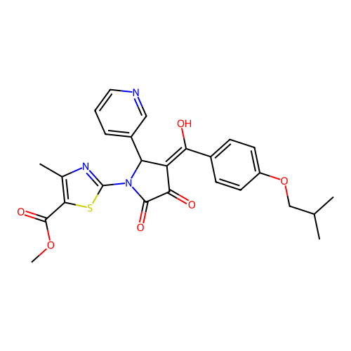 methyl 2-(3-hydroxy-4-(4-isobutoxybenzoyl)-2-oxo-5-(pyridin-3-yl)-2,5-dihydro-1H-pyrrol-1-yl)-4-methylthiazole-5-carboxylate structure