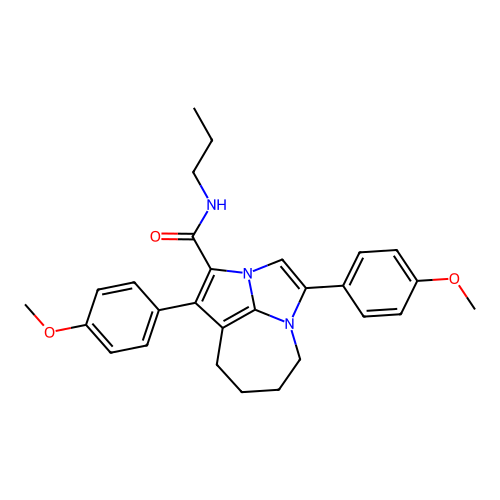 1,4-bis(4-methoxyphenyl)-N-propyl-5,6,7,8-tetrahydro-2a,4a-diazacyclopenta[cd]azulene-2-carboxamide structure