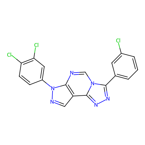 3-(3-chlorophenyl)-7-(3,4-dichlorophenyl)-7H-pyrazolo[4,3-e][1,2,4]triazolo[4,3-c]pyrimidine structure