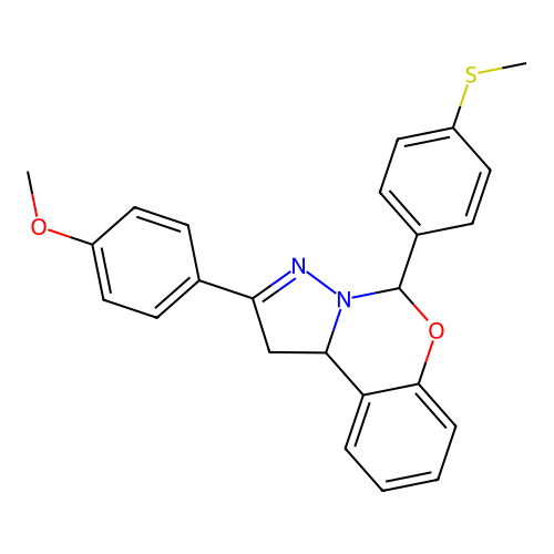 2-(4-methoxyphenyl)-5-[4-(methylsulfanyl)phenyl]-1,10b-dihydropyrazolo[1,5-c][1,3]benzoxazine structure