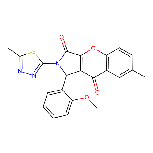 1-(2-methoxyphenyl)-7-methyl-2-(5-methyl-1,3,4-thiadiazol-2-yl)-1,2-dihydrochromeno[2,3-c]pyrrole-3,9-dione structure