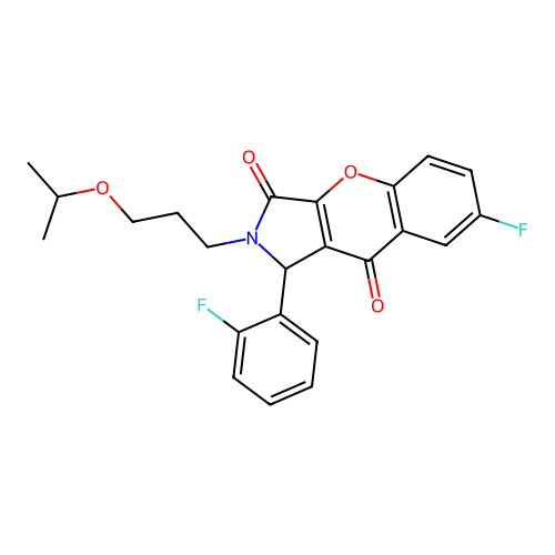 7-fluoro-1-(2-fluorophenyl)-2-(3-isopropoxypropyl)-1,2-dihydrochromeno[2,3-c]pyrrole-3,9-dione structure