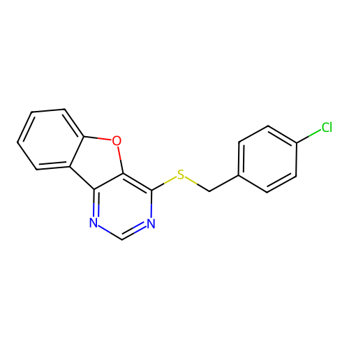 4-((4-Chlorobenzyl)thio)benzofuro[3,2-d]pyrimidine structure