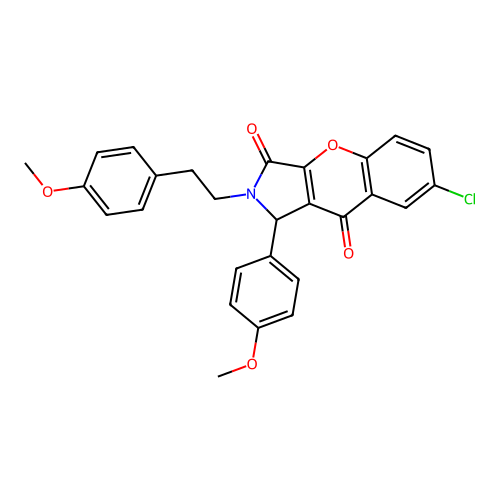 7-chloro-1-(4-methoxyphenyl)-2-[2-(4-methoxyphenyl)ethyl]-1,2-dihydrochromeno[2,3-c]pyrrole-3,9-dione structure
