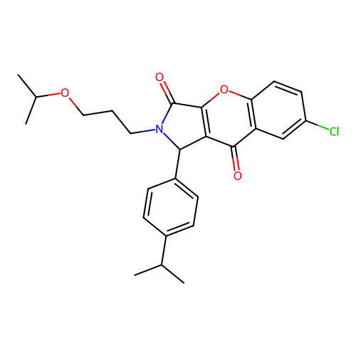 7-chloro-2-(3-isopropoxypropyl)-1-(4-isopropylphenyl)-1,2-dihydrochromeno[2,3-c]pyrrole-3,9-dione structure