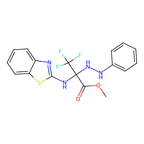 (S)-methyl 2-(benzo[d]thiazol-2-ylamino)-3,3,3-trifluoro-2-(2-phenylhydrazinyl)propanoate structure