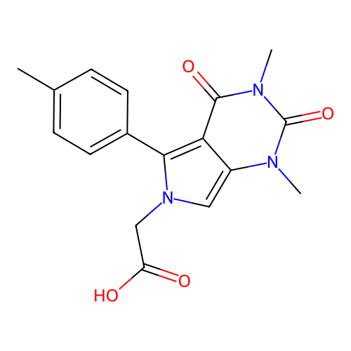 2-[1,3-dimethyl-5-(4-methylphenyl)-2,4-dioxopyrrolo[3,4-d]pyrimidin-6-yl]acetic acid structure
