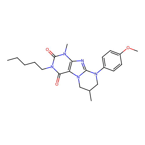 9-(4-methoxyphenyl)-1,7-dimethyl-3-pentyl-7,8-dihydro-6H-purino[7,8-a]pyrimidine-2,4-dione structure