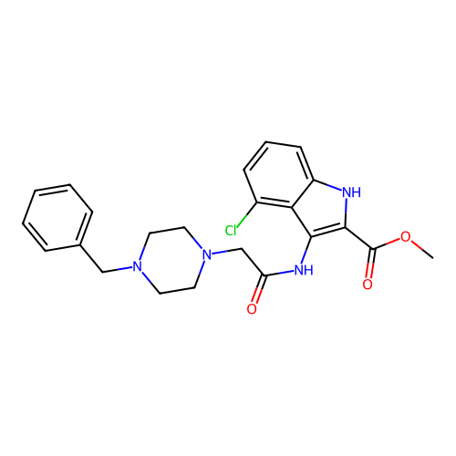 Methyl 3-[[2-(4-benzylpiperazin-1-yl)acetyl]amino]-4-chloro-1H-indole-2-carboxylate structure
