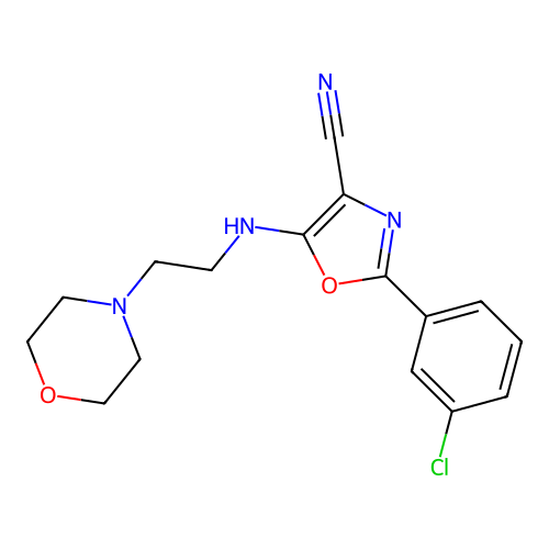 2-(3-Chlorophenyl)-5-{[2-(morpholin-4-yl)ethyl]amino}-1,3-oxazole-4-carbonitrile structure