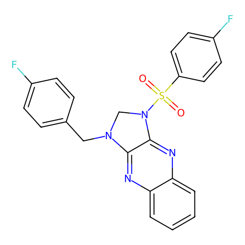 1-(4-fluorobenzyl)-3-((4-fluorophenyl)sulfonyl)-2,3-dihydro-1H-imidazo[4,5-b]quinoxaline structure