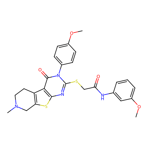 N-(3-methoxyphenyl)-2-((3-(4-methoxyphenyl)-7-methyl-4-oxo-3,4,5,6,7,8-hexahydropyrido[4',3':4,5]thieno[2,3-d]pyrimidin-2-yl)thio)acetamide structure
