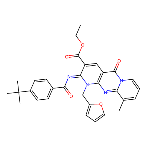 (Z)-ethyl 2-((4-(tert-butyl)benzoyl)imino)-1-(furan-2-ylmethyl)-10-methyl-5-oxo-2,5-dihydro-1H-dipyrido[1,2-a:2',3'-d]pyrimidine-3-carboxylate structure