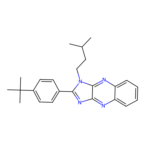 2-(4-tert-butylphenyl)-1-(3-methylbutyl)-1H-imidazo[4,5-b]quinoxaline structure