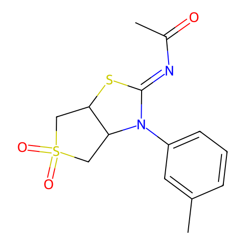 (Z)-N-(5,5-dioxido-3-(m-tolyl)tetrahydrothieno[3,4-d]thiazol-2(3H)-ylidene)acetamide structure