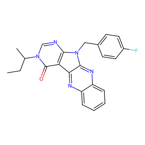 3-(butan-2-yl)-11-(4-fluorobenzyl)-3,11-dihydro-4H-pyrimido[5',4':4,5]pyrrolo[2,3-b]quinoxalin-4-one structure