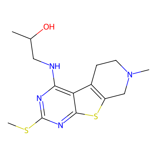 1-{[7-methyl-2-(methylsulfanyl)-5,6,7,8-tetrahydropyrido[4',3':4,5]thieno[2,3-d]pyrimidin-4-yl]amino}propan-2-ol structure