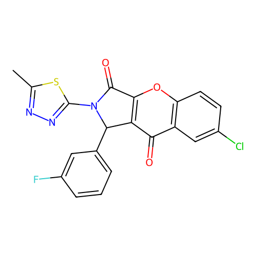 7-chloro-1-(3-fluorophenyl)-2-(5-methyl-1,3,4-thiadiazol-2-yl)-1,2-dihydrochromeno[2,3-c]pyrrole-3,9-dione structure