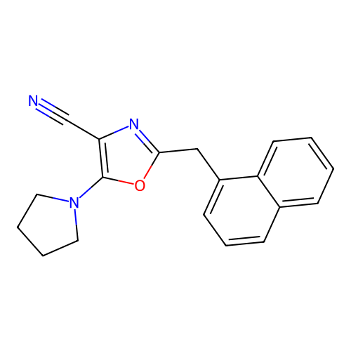 2-(Naphthalen-1-ylmethyl)-5-(pyrrolidin-1-yl)-1,3-oxazole-4-carbonitrile structure