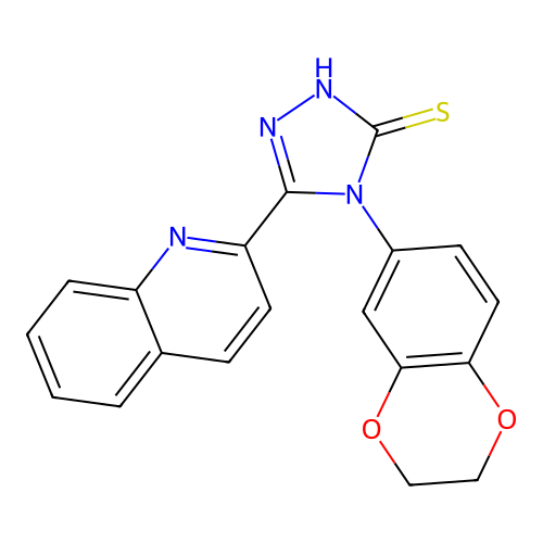 4-(2,3-dihydro-1,4-benzodioxin-6-yl)-3-quinolin-2-yl-1H-1,2,4-triazole-5-thione structure