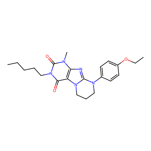 9-(4-ethoxyphenyl)-1-methyl-3-pentyl-1H,2H,3H,4H,6H,7H,8H,9H-pyrimido[1,2-g]purine-2,4-dione structure