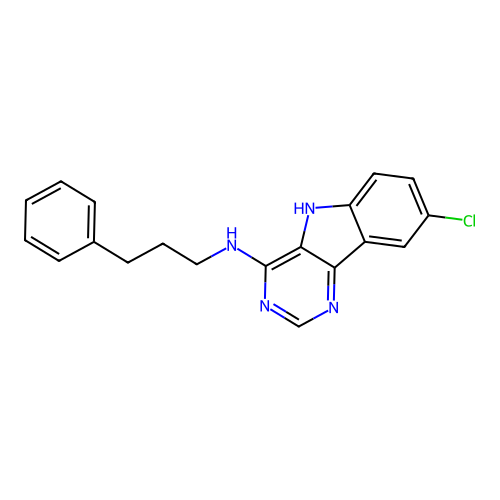8-chloro-N-(3-phenylpropyl)-5H-pyrimido[5,4-b]indol-4-amine structure