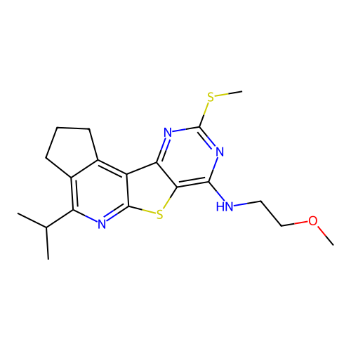 4-isopropyl-N-(2-methoxyethyl)-9-(methylthio)-2,3-dihydro-1H-cyclopenta[4',5']pyrido[3',2':4,5]thieno[3,2-d]pyrimidin-7-amine structure