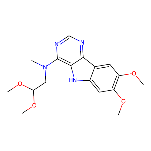 N-(2,2-dimethoxyethyl)-7,8-dimethoxy-N-methyl-5H-pyrimido[5,4-b]indol-4-amine structure