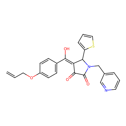 3-hydroxy-4-[4-(prop-2-en-1-yloxy)benzoyl]-1-[(pyridin-3-yl)methyl]-5-(thiophen-2-yl)-2,5-dihydro-1H-pyrrol-2-one structure