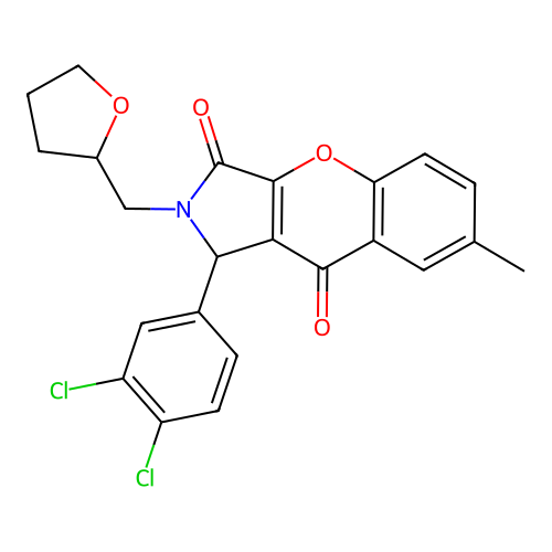 1-(3,4-dichlorophenyl)-7-methyl-2-((tetrahydrofuran-2-yl)methyl)-1,2-dihydrochromeno[2,3-c]pyrrole-3,9-dione structure