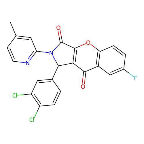 1-(3,4-dichlorophenyl)-7-fluoro-2-(4-methylpyridin-2-yl)-1,2-dihydrochromeno[2,3-c]pyrrole-3,9-dione structure