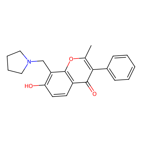 7-hydroxy-2-methyl-3-phenyl-8-(pyrrolidin-1-ylmethyl)-4H-chromen-4-one structure