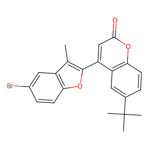 4-(5-bromo-3-methyl-1-benzofuran-2-yl)-6-tert-butyl-2H-chromen-2-one structure