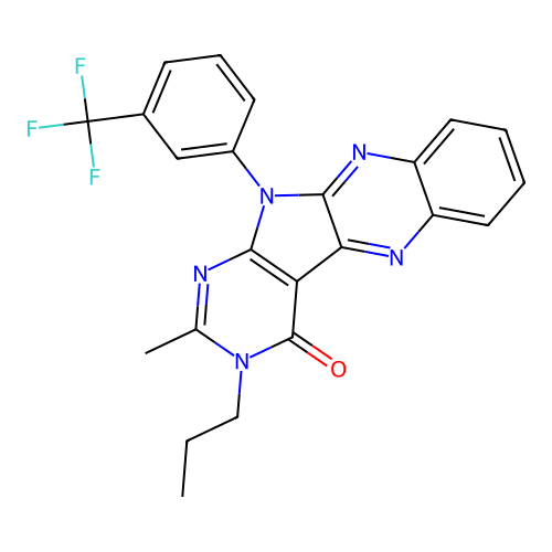 2-methyl-3-propyl-11-(3-(trifluoromethyl)phenyl)-3H-pyrimido[5',4':4,5]pyrrolo[2,3-b]quinoxalin-4(11H)-one structure