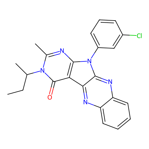 3-(butan-2-yl)-11-(3-chlorophenyl)-2-methyl-3,11-dihydro-4H-pyrimido[5',4':4,5]pyrrolo[2,3-b]quinoxalin-4-one structure