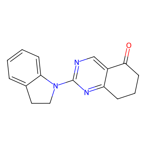 2-(2,3-dihydro-1H-indol-1-yl)-7,8-dihydroquinazolin-5(6H)-one structure