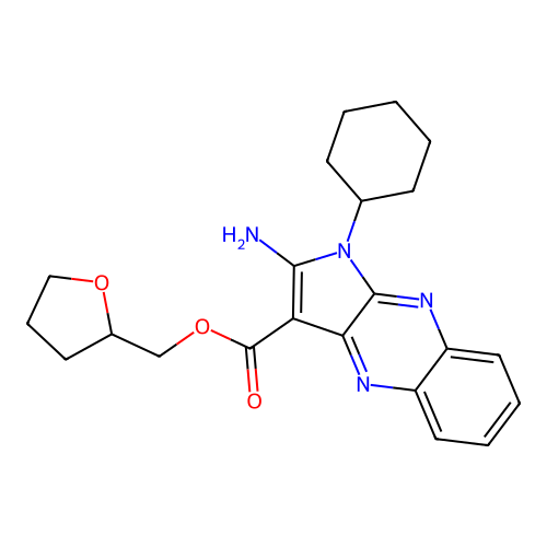 oxolan-2-ylmethyl 2-amino-1-cyclohexylpyrrolo[3,2-b]quinoxaline-3-carboxylate structure