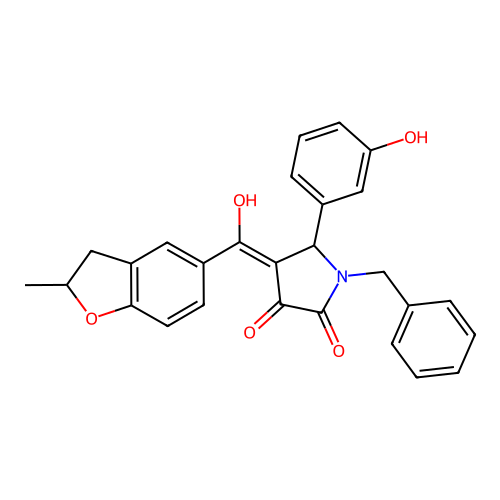 1-benzyl-3-hydroxy-5-(3-hydroxyphenyl)-4-(2-methyl-2,3-dihydro-1-benzofuran-5-carbonyl)-2,5-dihydro-1H-pyrrol-2-one structure