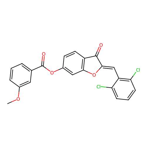 (2Z)-2-(2,6-dichlorobenzylidene)-3-oxo-2,3-dihydro-1-benzofuran-6-yl 3-methoxybenzoate structure