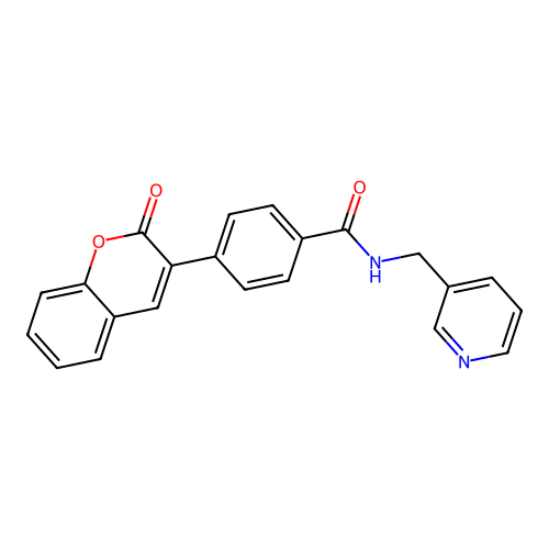 4-(2-oxo-1-benzopyran-3-yl)-N-(3-pyridinylmethyl)benzamide structure
