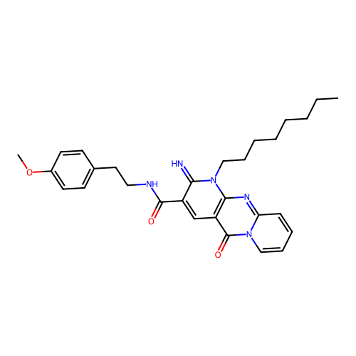 2-imino-N-[2-(4-methoxyphenyl)ethyl]-1-octyl-5-oxo-1,5-dihydro-2H-dipyrido[1,2-a:2',3'-d]pyrimidine-3-carboxamide structure