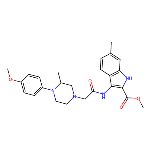 methyl 3-({[4-(4-methoxyphenyl)-3-methylpiperazin-1-yl]acetyl}amino)-6-methyl-1H-indole-2-carboxylate structure